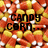 A static image of candy corn with overlaid text reading "CANDY CORN... The spookiest treat in town" on a solid gray background.