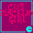 Four identical square with cyan borders display red pixelated text 'CUT BLACK GIRL' over a magenta background, each containing a cyan Pac-Man-like icon at the bottom-right corner