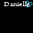 Pixelated text 'Danielle' with a blue heart replacing the 'e' in the left instance, displayed on a black background.
