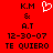 Red background with black pixelated text and a white heart-shaped icon, displaying 'K.M & A.T 12-30-07 TE QUIERO' in two identical