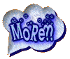 Three cloud-shaped speech bubbles with textured light blue surfaces and dark blue outlines, each containing stylized text in varying states.