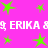 A static image with a bright pink background featuring green stars and repeated white text reading "ERIKA" with a symbol.