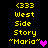 Yellow pixelated text on black background with two heart symbols, one pink and one purple, in a side-by-side layout.