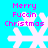 Pixelated cyan background with four identical white snowflakes and pink text reading "Merry Fuccin Christmas" in two per snowflake