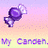 Pixelated candy icon with purple wrapper and white ribbon on gradient background, paired with text elements including 'Jealous...', 'BIAAATCH', and 'My Garden.'