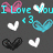 Pixelated heart-shaped icons in pink, white, cyan, and black with text overlays reading "I Love You," "I Miss You," and "I Like You" on a dark gray background.
