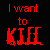 Red text on black background displays 'I want to KISS' with animated horizontal lines crossing the word 'KISS', and repeated 'you' below.