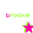 Green and pink pixelated text "brooke" above a pink star with green outline on white background, displayed in two of three identical icons