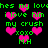 Pixelated green text and pink hearts on black background with repeated phrases.