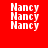Red background with white text reading "Nancy" repeated three times in vertical alignment, partially obscured by black horizontal bars across different
