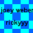 Blue and cyan pixelated background with repeating text 'joey weber' and 'rickyyy' in black font, arranged in a pattern