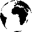 Black and white globe icons rotate through multiple angles on a light gray background, showing different continents in each frame.