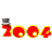 Animated contact sheet showing 10 sequential frames of a red '2004' text icon with top-hatted figures, displayed in a 4x3 grid layout on white background with gray transparency area.