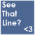 Four blue square frames arranged in a 2x2 contact sheet with white and black text, each containing the phrase "I Never Should Have" or "See That Line? Crossed It" alongside a heart symbol <3.