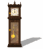 Animated sequence of a brown wooden grandfather clock with white face and yellow pendulum, showing subtle motion changes across frames.