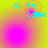 four identical pixelated images with cyan text reading '=] its callie' over a yellow-to-pink gradient background featuring a central pink circular blur