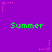 Purple background with green 'Summer' text repeated in two , pink star shapes with dotted lines at corners and midpoints
