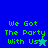 Pixelated green text "We Got The Party With Us" on blue and teal backgrounds with star symbols, animated between frames.