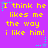 Purple background with yellow pixelated text repeating 'I think he likes me the way i like him!' and cyan star-shaped sparkles at corners.