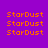 Pixelated orange text 'StarDust' repeated across a purple background with yellow rectangular overlays on select instances.