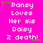 Static image with bright pink background displaying repeated text in white pixelated font, surrounded by green and pink star-like shapes.