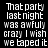 Static image of text with red highlighted sections on black background.