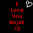 Red pixelated text "I Love You Anjali <3" on black background with white heart symbol above text.