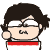 Pixelated cartoon character with dark hair and glasses displays multiple facial expressions and hand gestures against a white background.