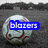 A soccer ball with red stitching appears in three different text overlays: 'blazers', 'u-13', and 'kik ass!!' against a dark background.