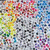 Pixelated image with colorful abstract pattern on left and green background with yellow text on right.