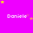 identical pixelated 'Daniele' text labels on a bright pink background with scattered yellow and purple stars