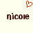 Red pixelated heart symbol above two identical pixelated text strings reading 'nicole' on a light background.