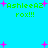 Pixelated green text 'AshleeAZ rox!!!' repeated four times on cyan background with scattered pink plus signs.