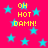 Red background with cyan stars and yellow text reading "OH HOT DAMN!" repeated across the image.