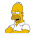 Pixelated yellow-skinned character with gray hair, white shirt, and yellow pants in a seated pose with arms crossed.
