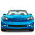 Static pixel art of a blue convertible car with a gray roof, viewed from the front against a white background.