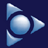 Pixelated blue and white icon featuring a central sphere with four triangular arrow shapes pointing outward in cardinal directions against a dark blue background.
