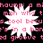 Pixelated pink text on black background with white starburst shapes, repeating phrases about a 'mhaump' in band and groove.