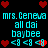 Pixelated cyan text and red heart icons on black background with repeated 'mrs. Geneva all dai baybee' phrases, some hearts replaced by '<8' symbols.