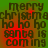 Green background with red gradient text reading 'merry christmas ho ho ho santa is coming' in pixelated font, four identical arranged in a