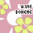 A repeating pattern of yellow flowers with pink centers on a light purple background, overlaid with pixelated text reading "LA DIE BOHEME" in various color combinations.