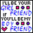 Pixelated text reads 'I'LL BE YOUR GIRL IF YOU'LL BE MY BOY FRIEND' with pink and purple squares, blue lettering, and a heart symbol.