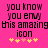 Pixelated text on bright pink background with yellow and orange star-like symbols below.