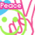 Pixelated icon with pink, green, and blue lines forming abstract shapes and text elements on a white background.