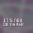 repeated 'IT'S NOW OR NEVER' text in pixelated font over a blurred purple and gray background with varying opacity levels