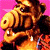 Pixelated image of a character with brown hair and orange clothing against pink background, next to text reading 'I love the 80's' in black block letters on light blue and pink sections.