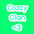 Pixelated text 'Crazy Clan' and a heart-eyes emoji on solid green background with cyan lettering.