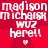Red background with repeated white text and heart symbols in a pattern