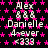 Black background with pink star pattern, white text reading "Alex 888", "Danielle 4-ever <333" repeated in