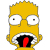 Pixelated yellow cartoon character with wide eyes, open mouth showing red tongue and black interior, gray outlines, white background.